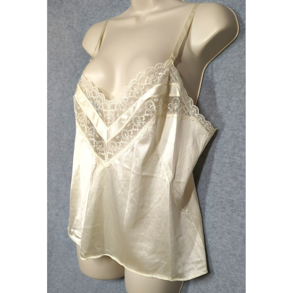 Vtg Vanity Fair Camisole 38 Ecru Adjustable Straps Lace Bodice Timeless Feminine
